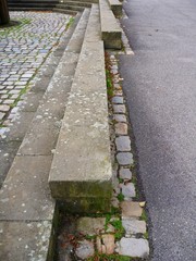 grey concrete outdoor stairs with pavement