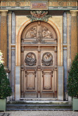 Renaissance front door in Paris, France