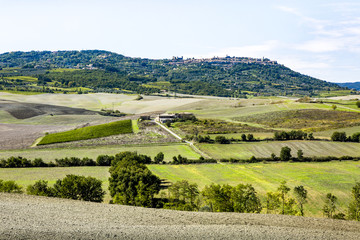 Landscape with hills and mountains in Tuscany
