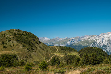 A Swiss landscape showing the mountains (alps)