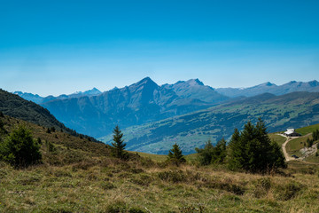 A Swiss landscape showing the mountains (alps)