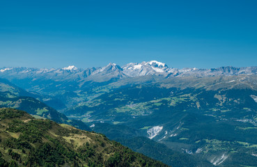 A Swiss landscape showing the mountains (alps)