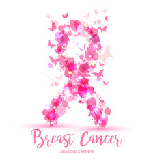 Breast cancer awareness concept illustration: pink ribbon symbol