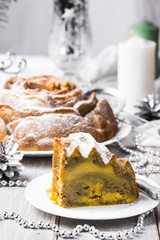 cake with pumpkin, zucchini and matcha