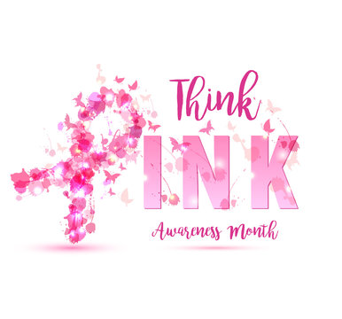 Breast cancer awareness concept illustration: pink ribbon symbol