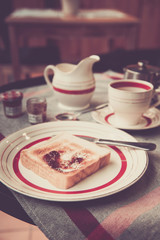 Toast with butter and jam