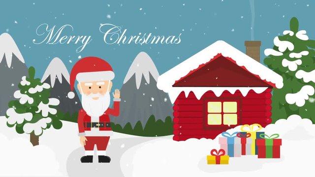 santa claus and gift box in christmas night. last 288 frame seamles loop