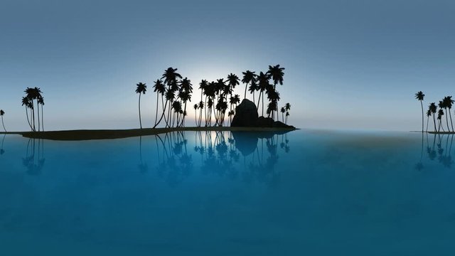 panoramic of tropical beach at sunset. made with one 360 degree lense on moving