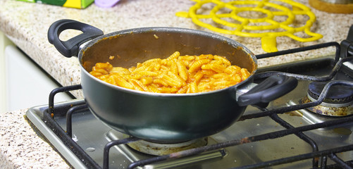 detail of italian pasta called malloreddu