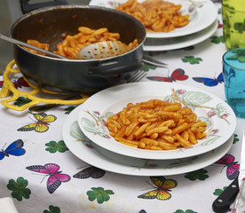 detail of italian pasta called malloreddu