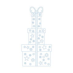 Vector illustration of gift boxes decorated stars made in line s