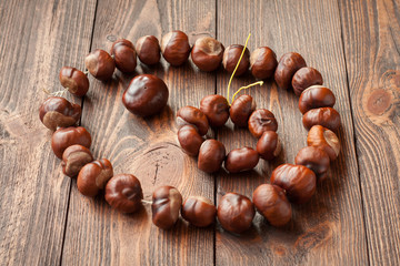 Jewelry made from chestnuts as crafts for kids