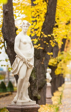 Euterpe - muse of lyric poetry and music in Summer Garden in St. Petersburg