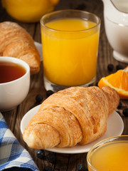 Rural breakfast bun and orange juice