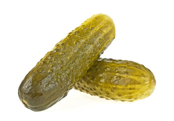 Marinated pickled cucumbers isolated on white background