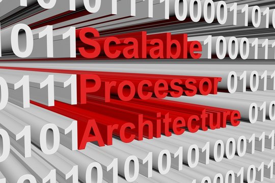 Scalable Processor Architecture in the form of binary code, 3D illustration