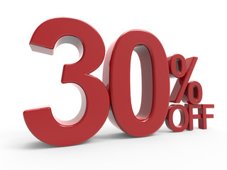 3d rendering of a 30% symbol