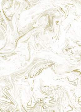 Creative hand made gilded texture on the white marble.