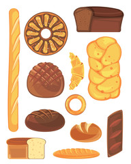 large set of bread and bakery products.