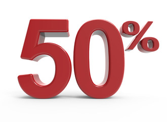 3d rendering of a 50% symbol