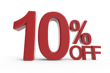 3d rendering of a 10% off symbol
