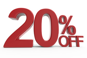 3d rendering of a 20% off symbol