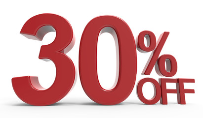 3d rendering of a 30% off symbol