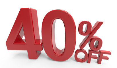 3d rendering of a 40% off symbol