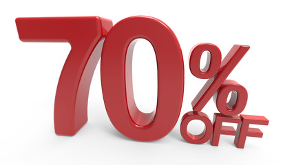 3d rendering of a 70% off symbol