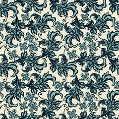 vintage pattern with indian batik style flowers. floral vector background