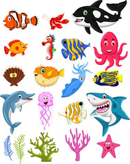 Fototapeta premium sea life cartoon collection