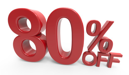 3d rendering of a 80% off symbol