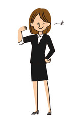 スーツの女性　やる気