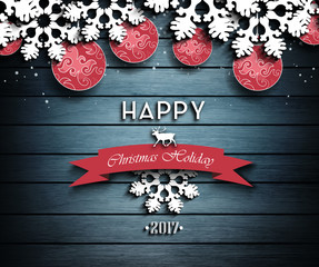 Wooden Christmas Holiday Winter Background