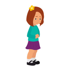 the girl's stomach hurts.