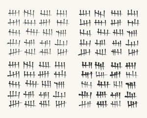 Waiting counting tally numbers or tally marks isolated on white background. Vector illustration