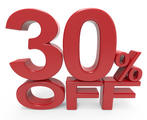 3d rendering of a 30% symbol