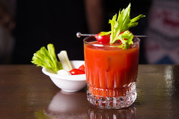cocktail with vodka and tomatoes juice