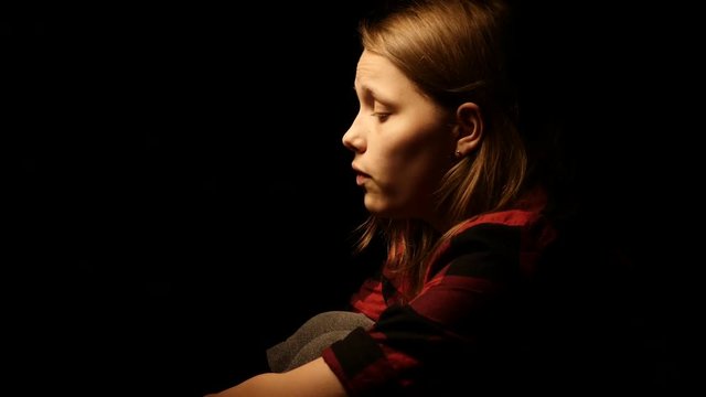 Crying sad teen girl in depression1. 4K