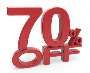 3d rendering of a 70% symbol