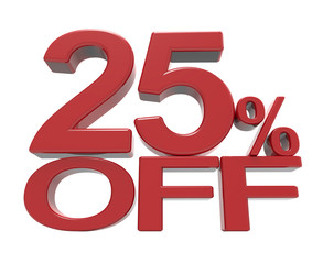 3d rendering of a 25% off symbol