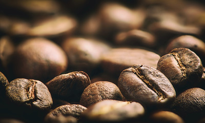 roasted coffee beans. macro