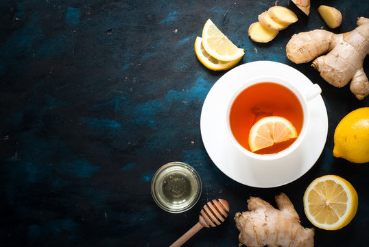 Hot Tea With Ginger And Lemon.