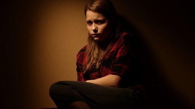 Crying sad teen girl in depression7. 4K