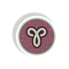 stylish icon in paper sticker style Zodiac sign Aries