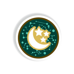 stylish icon in paper sticker style moon and stars