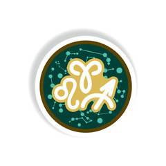 stylish icon in paper sticker style zodiacal element of fire
