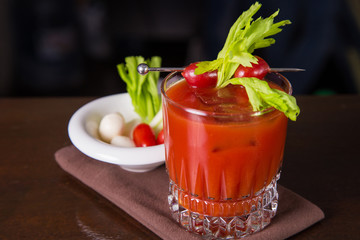 cocktail with vodka and tomatoes juice