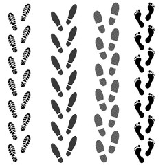 Shoes Trail. Footprints and Barefoot. Vector