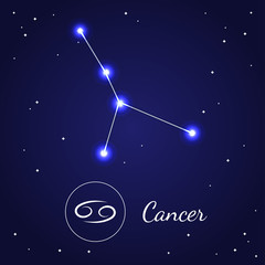 Obraz na płótnie Canvas Cancer Zodiac Sign Stars on the Cosmic Sky. Vector